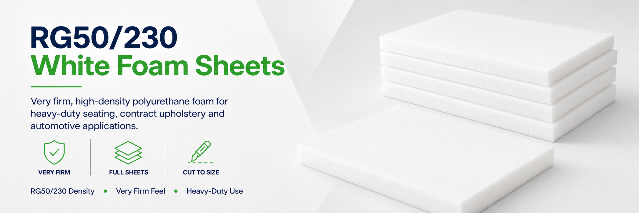 RG50/230 White Foam Sheets – Very Firm High-Density Upholstery Foam