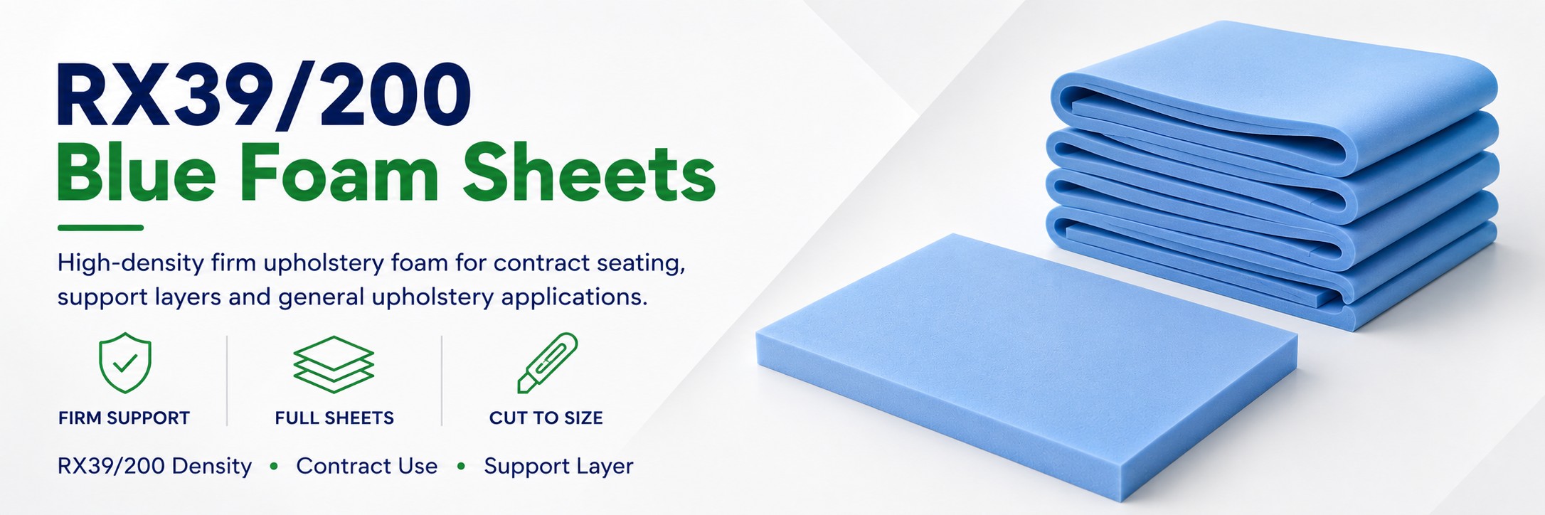 RX39/200 blue firm upholstery foam sheets for contract seating and support layers