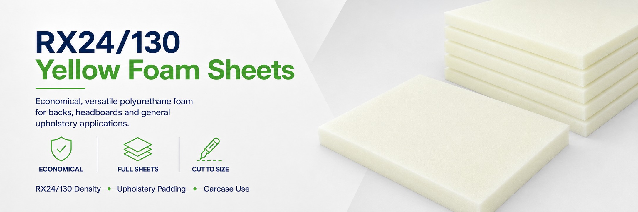 RX24/130 yellow upholstery foam sheets for furniture padding and carcase work