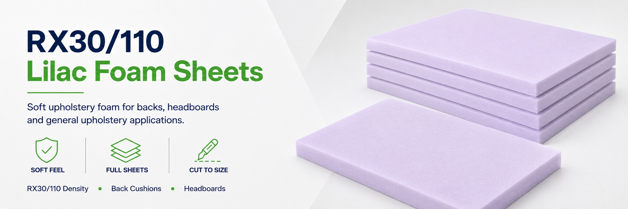 RX30/110 lilac upholstery foam sheets for sofa backs, back cushions and headboards
