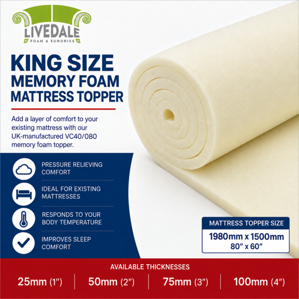 King size memory foam mattress topper VC40/080 with available thickness options