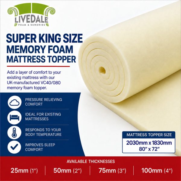 Super King memory foam mattress topper VC40/080 with available thickness options