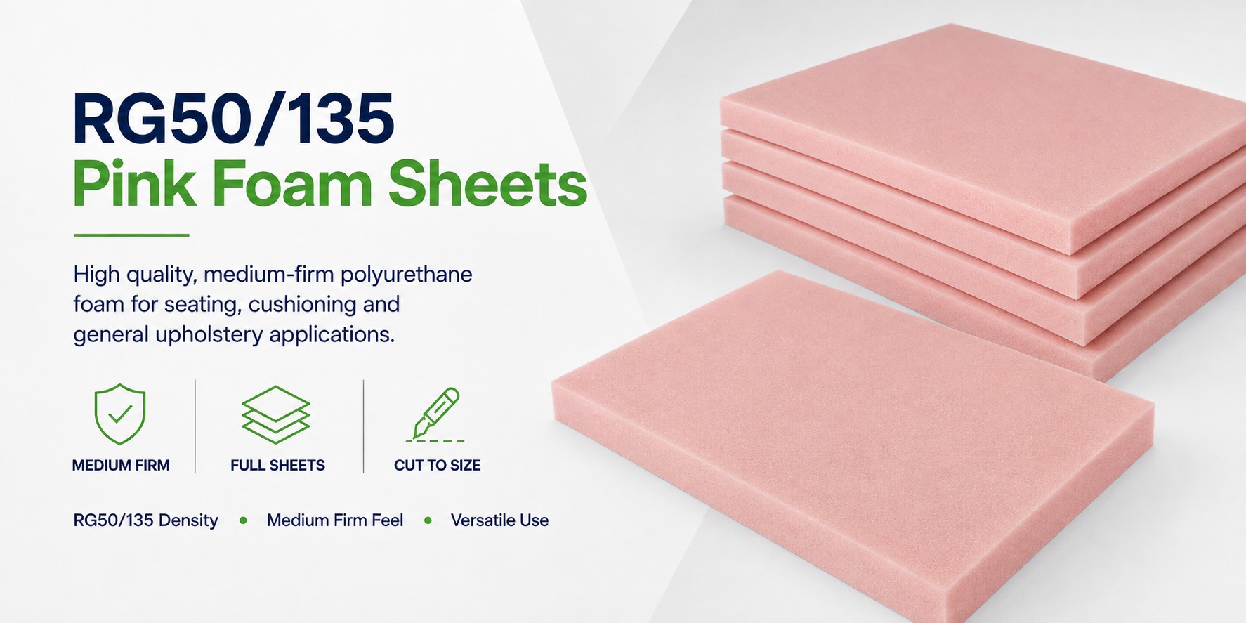 RG50/135 Pink Foam Sheets – Medium Firm Upholstery Foam