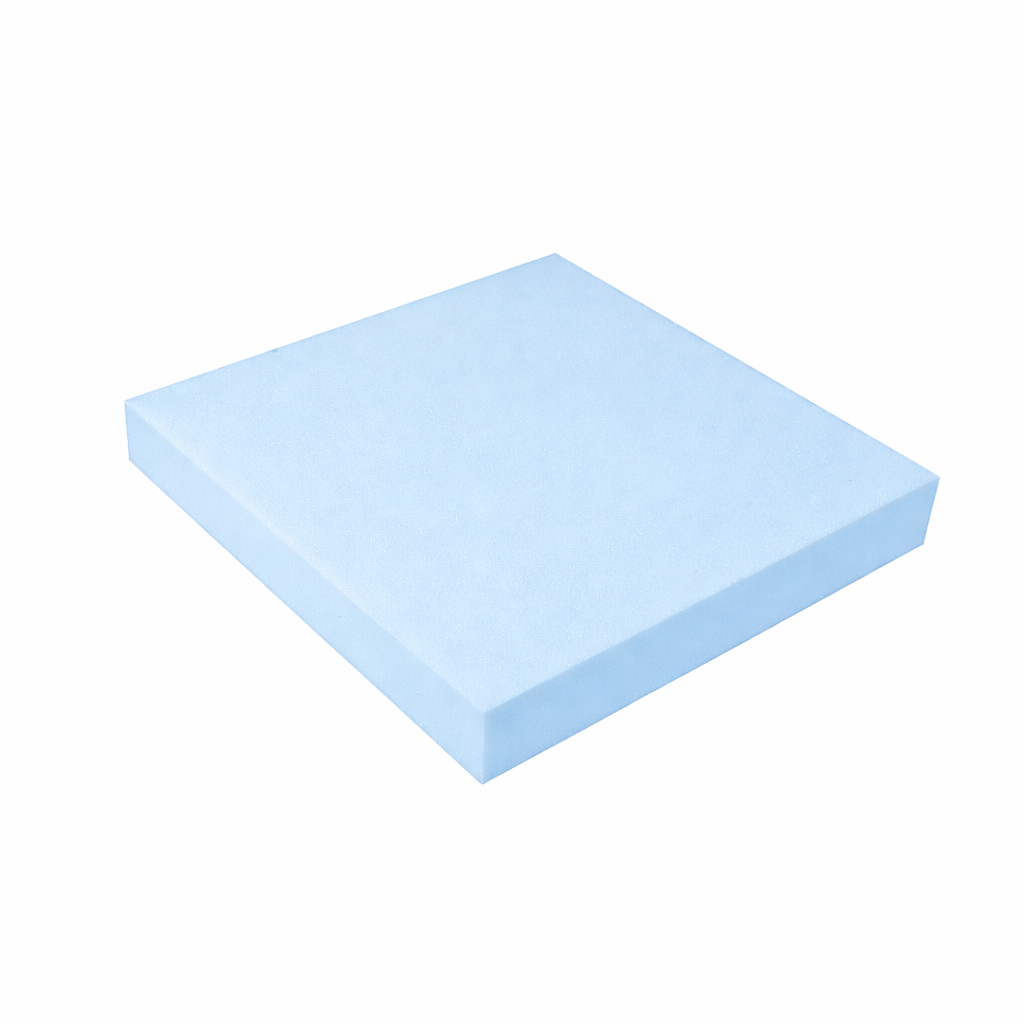 FE33/175 Light Blue TCPP-Free Upholstery Foam Sheet FE33/175 light blue 33kg density firm TCPP-free upholstery foam sheet for seat cushions and dining chairs