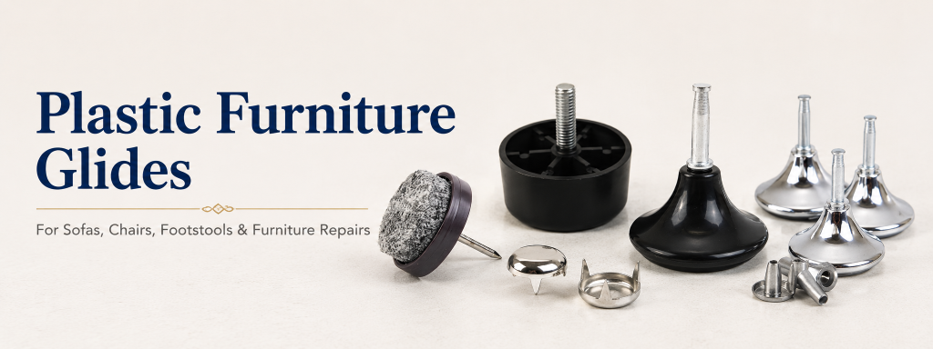 Plastic furniture glides for sofas, chairs, footstools and furniture repairs