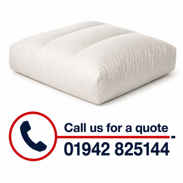 Feather filled replacement seat cushion interior with call us for a quote message