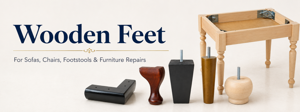 Wooden furniture feet for sofas, chairs, footstools and furniture repairs