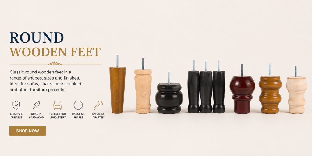 Round wooden feet for sofas, chairs, beds, cabinets and furniture repairs