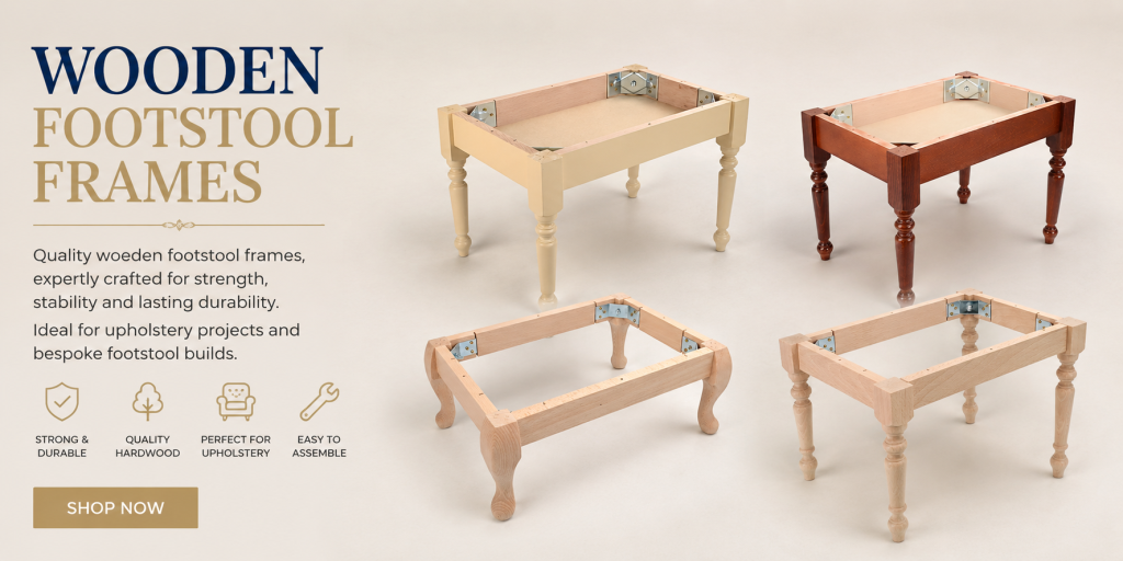 Wooden footstool frames for upholstery, furniture repairs and bespoke footstool projects