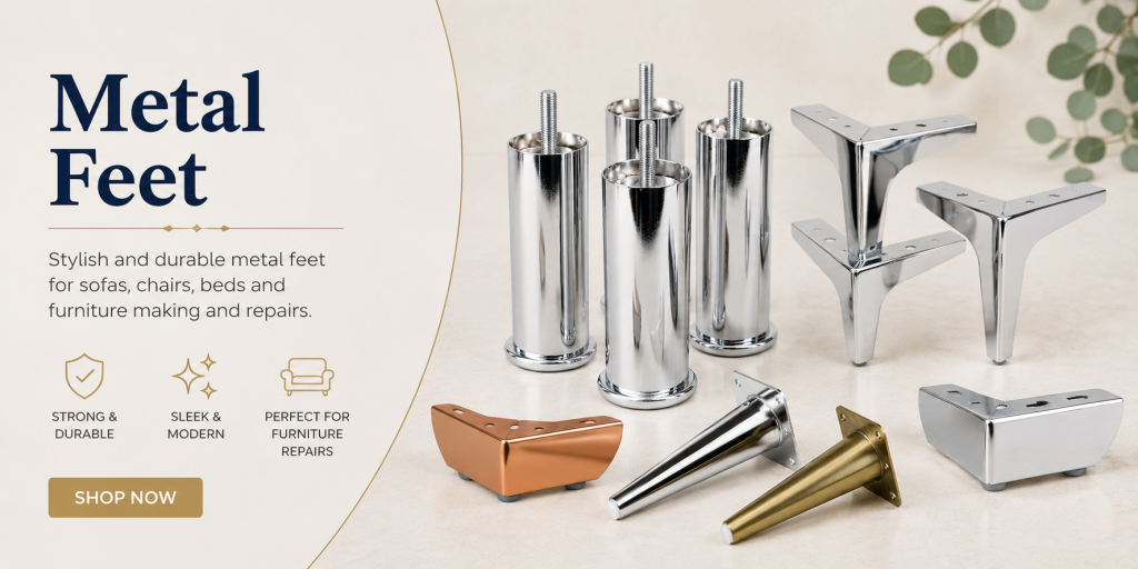 Metal furniture feet for sofas, chairs, beds and furniture repairs