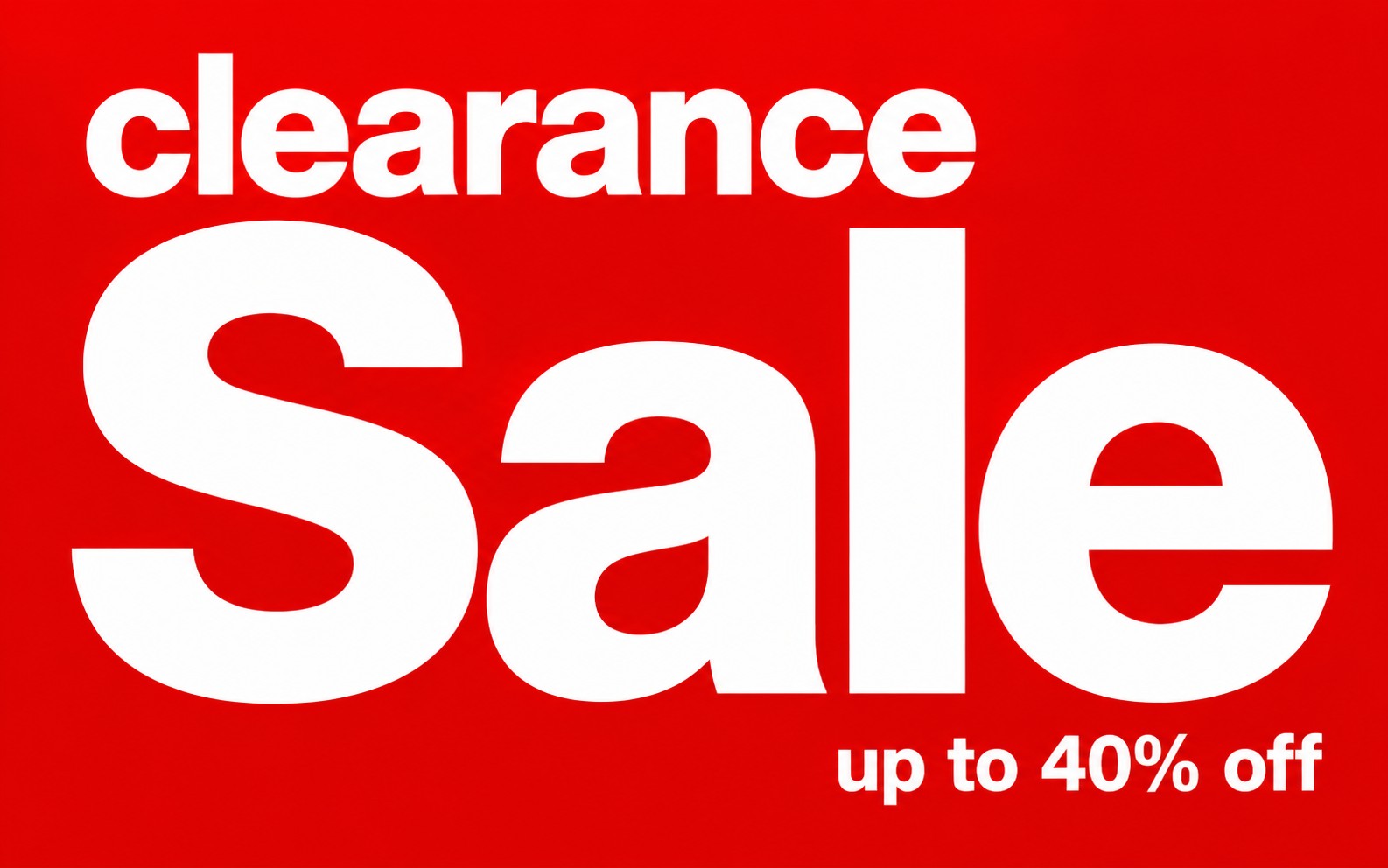 Clearance sale banner advertising up to 40% off