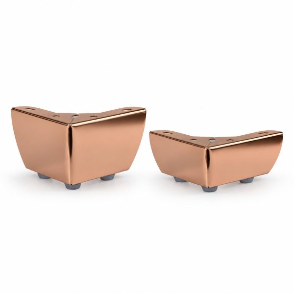 Rose gold corner furniture feet in 55mm and 70mm heights